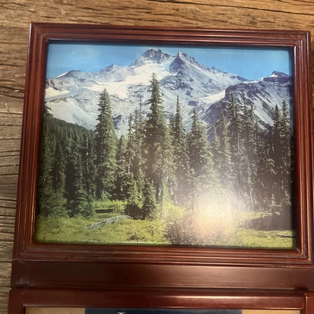 VTG Perpetual Calendar Dark Wood 4 Scenes Complete Wall Hanging